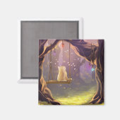 Whimsical Cat on a Swing Magnet マグネット (正面/裏面)