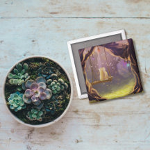 Whimsical Cat on a Swing Magnet