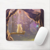 Whimsical Cat on a Swing Mouse Pad マウスパッド (マウス)