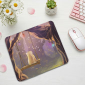 Whimsical Cat on a Swing Mouse Pad マウスパッド