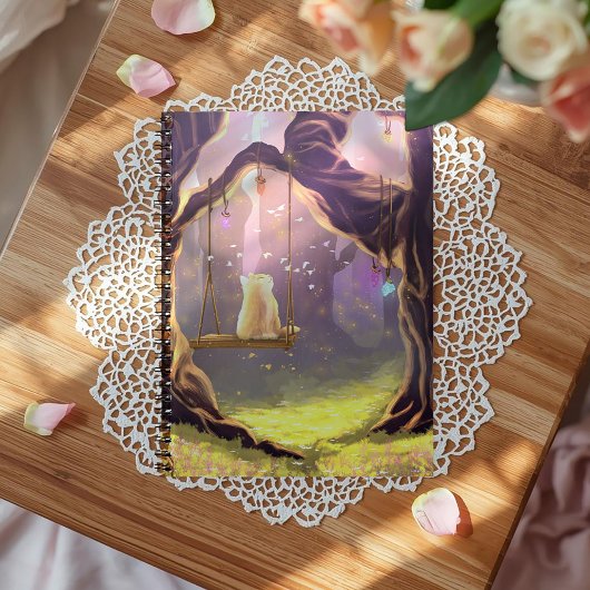 Whimsical Cat on a Swing Notebook ノートブック