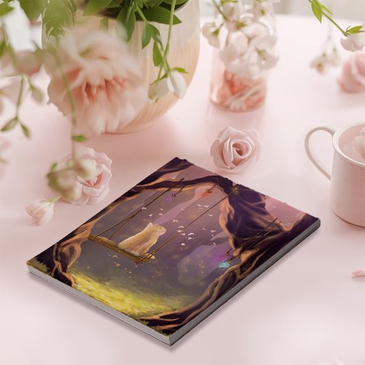 Whimsical Cat on a Swing Notepad ノートパッド