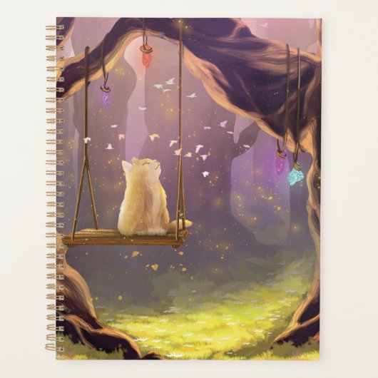 Whimsical Cat on a Swing Planner プランナー手帳 (正面)