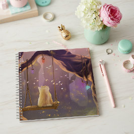 Whimsical Cat on a Swing Square Notebook ノートブック