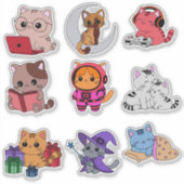 Whimsical Cat Sticker Pack シール (正面)