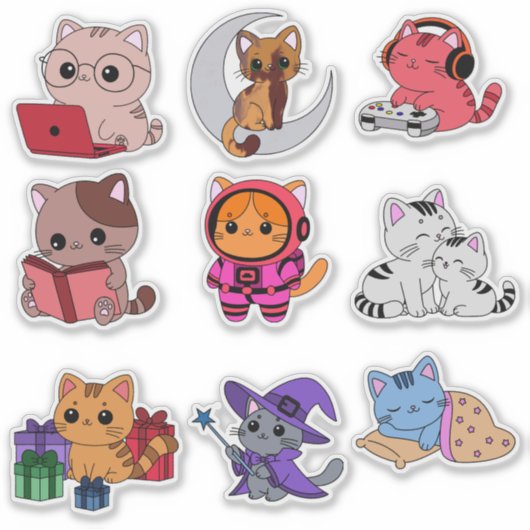 Whimsical Cat Sticker Pack シール (正面)