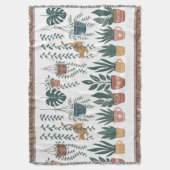 Whimsical Cat Tangled in Vines Plant Parent Blanke スローブランケット (正面縦)