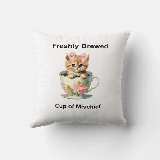 Whimsical Cat Throw Pillow クッション (裏面)