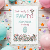 Whimsical Cat Watercolor Birthday Invitation 招待状