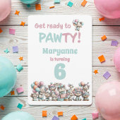 Whimsical Cat Watercolor Birthday Invitation 招待状