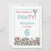 Whimsical Cat Watercolor Birthday Invitation 招待状 (正面)