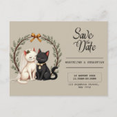 Whimsical Cat Wedding Save the Date  ポストカード (正面)