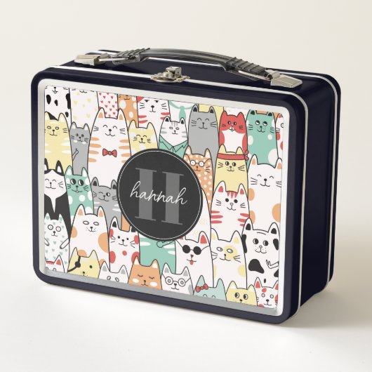 Whimsical Cats Metal Lunchbox メタルランチボックス (正面)