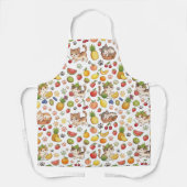 Whimsical Cats & Summer Fruit Kitchen Apron エプロン (正面)