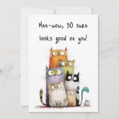 Whimsical Cats with Big Eyes 30th Birthday Flat カード (正面)