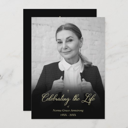 Whimsical Celebrating the Life Photo Funeral ノートカード (正面/裏面)