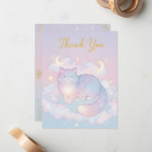 Whimsical Celestial Cat "Thank You" Card ノートカード (正面/裏面インサイチュ)