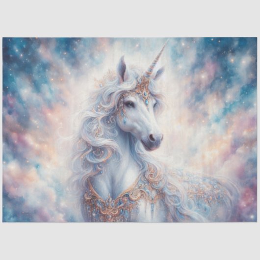 Whimsical Celestial Unicorn Decoupage  薄葉紙 (正面)