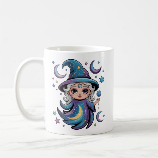 Whimsical Celestial Witch Magical Mug コーヒーマグカップ (左)