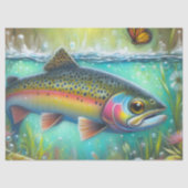 Whimsical Chalk-Pastel Trout Fish Decoupage  薄葉紙 (正面)