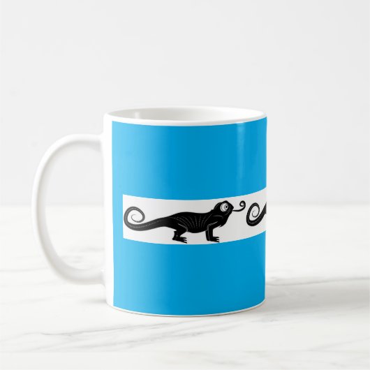 Whimsical Chameleon Design Turquoise Coffee Cup コーヒーマグカップ (左)
