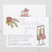  whimsical champagne ローズ サンクス ウェディング カード (正面/裏面)