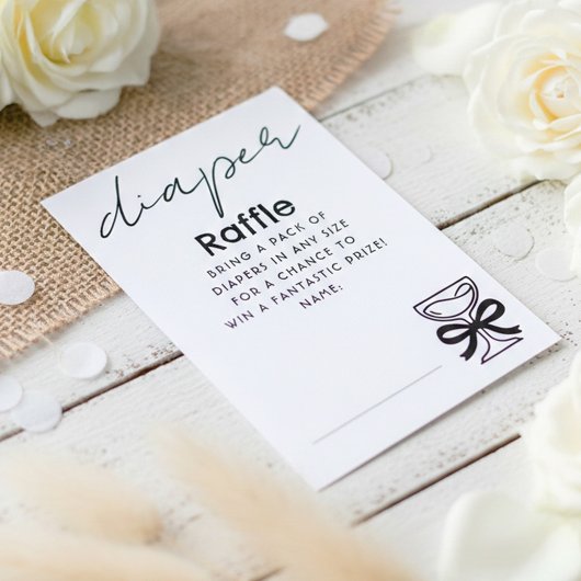 Whimsical Champagne Diaper Raffle Tickets エンクロージャーカード