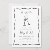  whimsical champagne doodle リハーサルディナー 招待状 (正面)