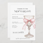 Whimsical  Champagne New Year's Eve Party  招待状 (正面/裏面)