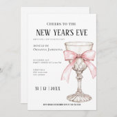 Whimsical  Champagne New Year's Eve Party  招待状 (正面/裏面)