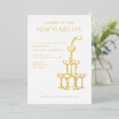 Whimsical Champagne New Year's Eve Party 箔招待状 (立ち正面)