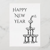Whimsical Champagne New Year's Eve Party 箔招待状 (裏面)