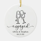  Whimsical Cheers Our First Christmas Engaged セラミックオーナメント (正面)