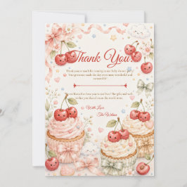 Whimsical Cherry Baby Shower サンキューカード
