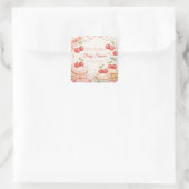 Whimsical Cherry Baby Shower スクエアシール (バッグ)