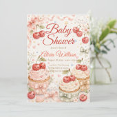 Whimsical Cherry Baby Shower 招待状 (スタンド正面)