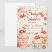 Whimsical Cherry Baby Shower 招待状 (正面/裏面)