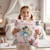 Whimsical Chibi Alice Pink Stripe Accent Pillow クッション