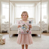 Whimsical Chibi Alice Pink Stripe Accent Pillow クッション