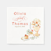 Whimsical Chic Elegant Hand Drawn Fall Wedding スタンダードカクテルナプキン (正面)