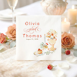 Whimsical Chic Elegant Hand Drawn Fall Wedding スタンダードカクテルナプキン