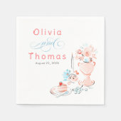 Whimsical Chic Elegant Hand Drawn Wedding スタンダードカクテルナプキン (正面)