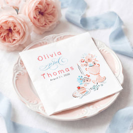 Whimsical Chic Elegant Hand Drawn Wedding スタンダードカクテルナプキン