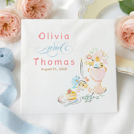 Whimsical Chic Elegant Hand Drawn Wedding スタンダードカクテルナプキン
