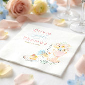 Whimsical Chic Elegant Hand Drawn Wedding スタンダードカクテルナプキン