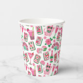 Whimsical+Chic+Pink+&+Green+Mahjong+Party+Monogram 紙コップ (裏面)