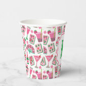 Whimsical+Chic+Pink+&+Green+Mahjong+Party+Monogram 紙コップ (右)