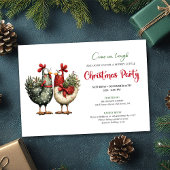 Whimsical Chickens Cartoon Christmas Party Invites 招待状