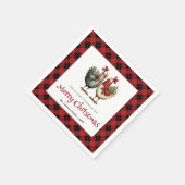 Whimsical chickens Christmas napkins editable name スタンダードカクテルナプキン (角)