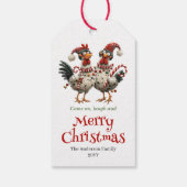 Whimsical Chickens Christmas Tag Cartoon Style ギフトタグ (裏面)
